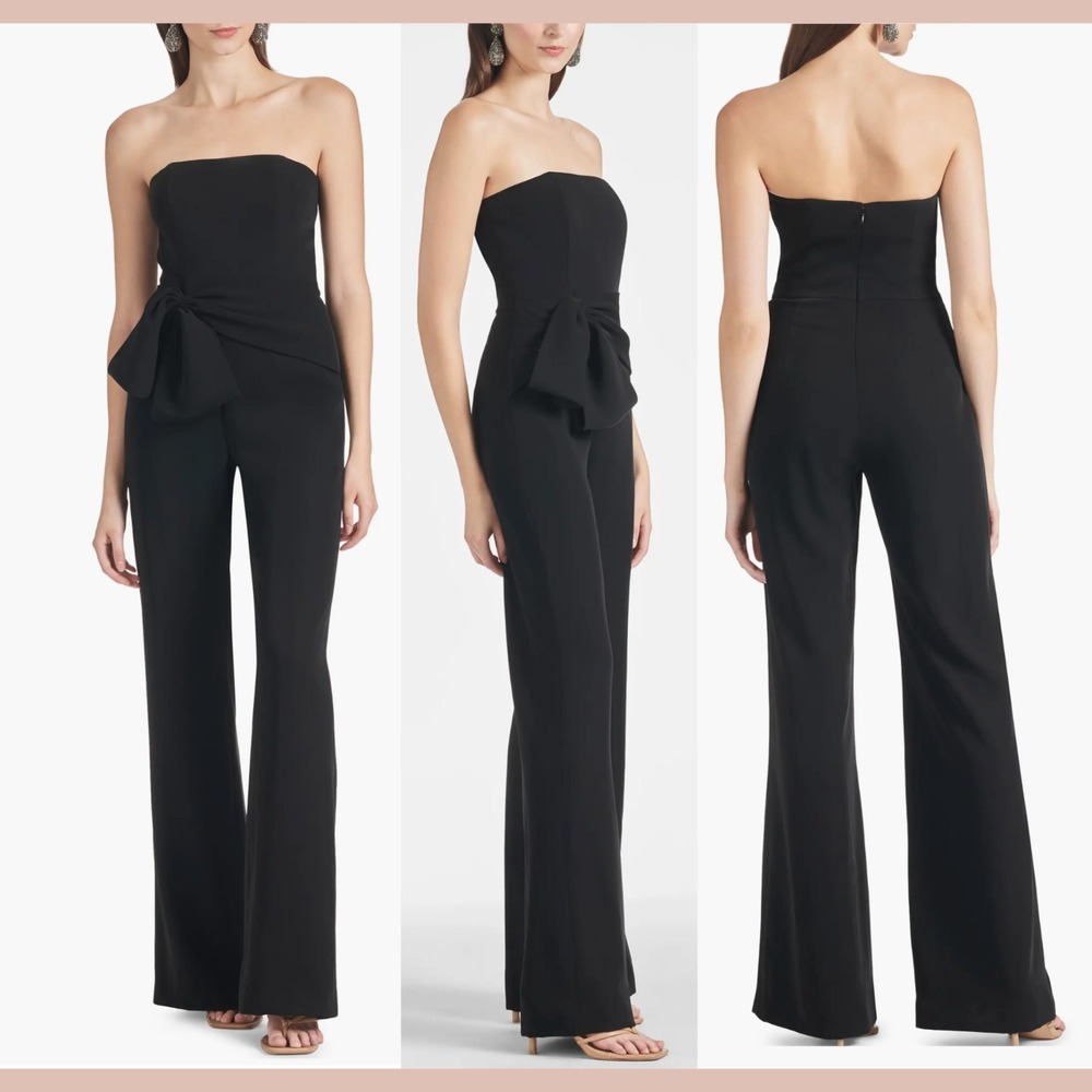 NWT $475 Sachin & Babi [ 6 ] Whitley Strapless Draped Crepe Jumpsuit Black J2097